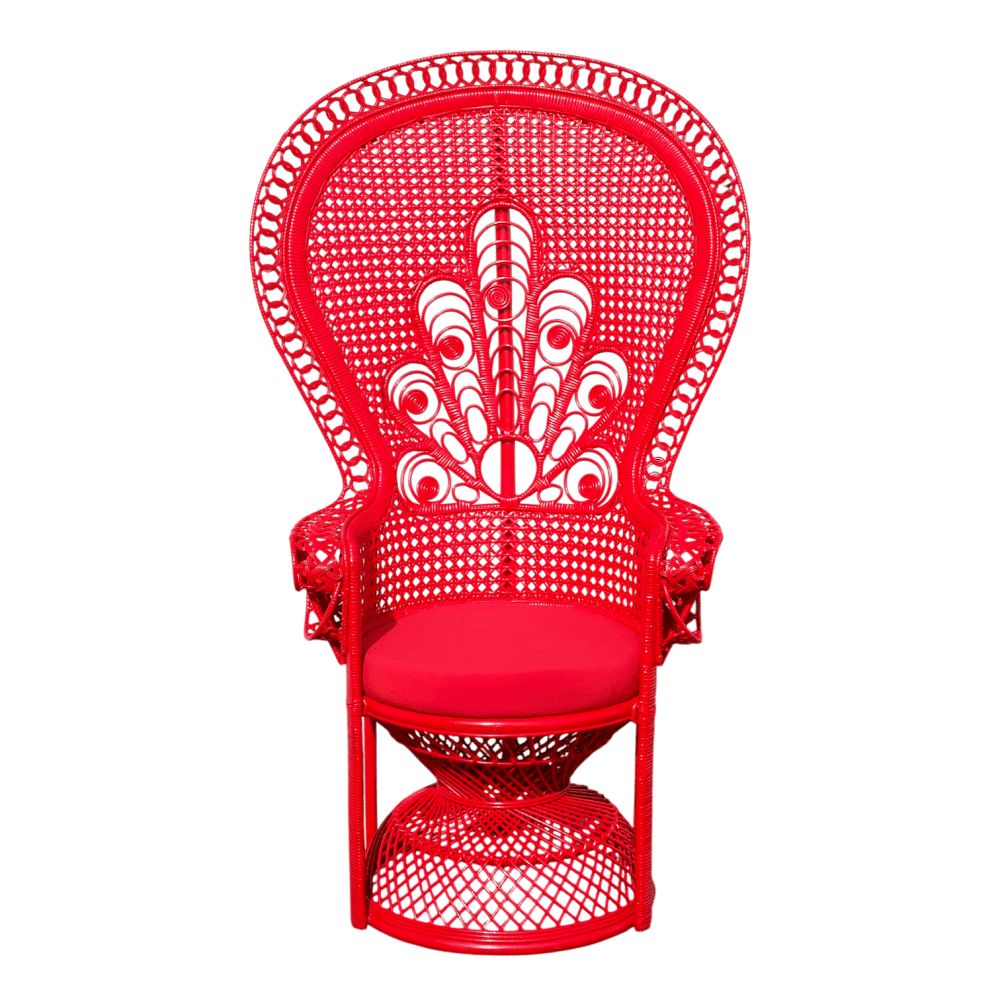 เก้าอี้หวายแท้ PISAMAI รุ่น PRINCESS CHAIR เก้าอี้นางงาม ขนาด 75*55*150 ซม. สีแดง